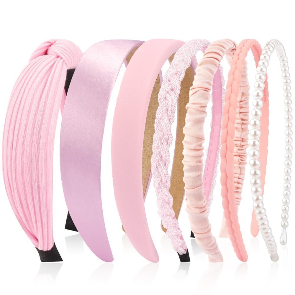1599 7 Pack Pink Headbands for Girls Headbands Trendy Non Slip Hairbands